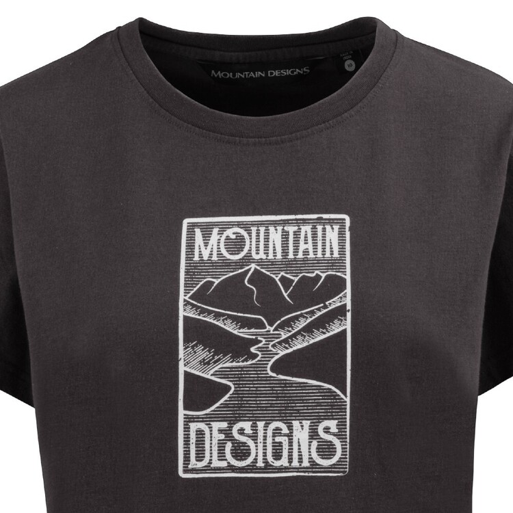Mountain Designs Women's Black Australus Short Sleeve Tee Washed Black
