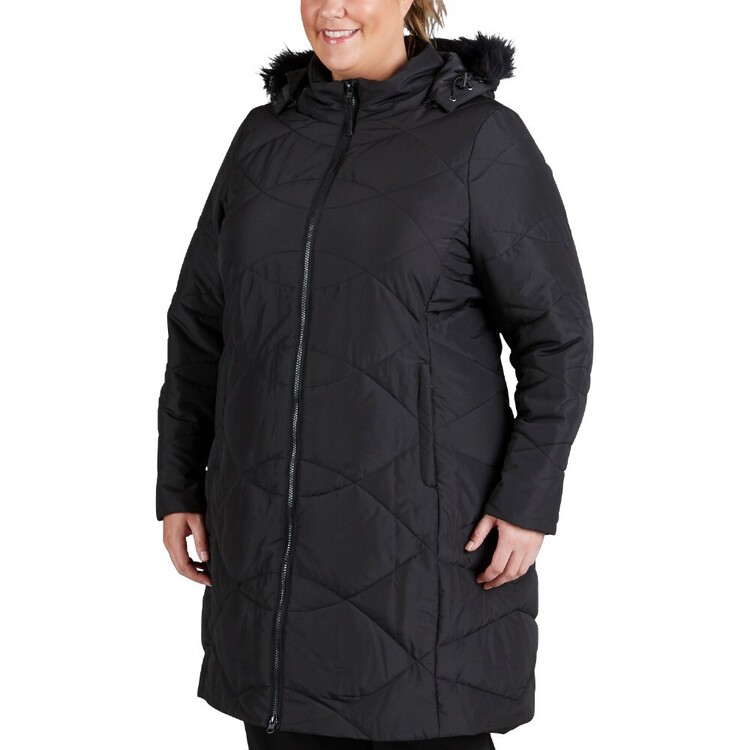 Cape Women's Harriet Long Line Plus Size Puffer Jacket Black