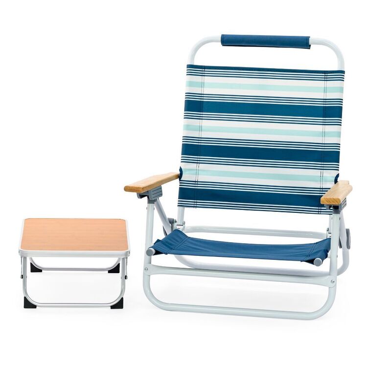 Life! Beach Chair With Table Deluxe Blue