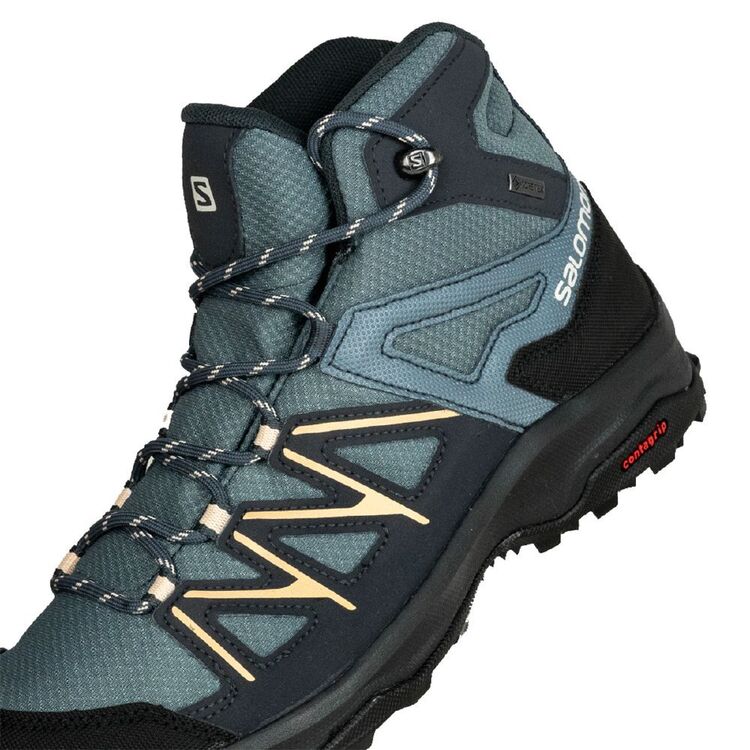 Salomon Women's Daintree Gore-Tex Mid Hiking Boots Stormy Weather, Ebony, Almond Cream