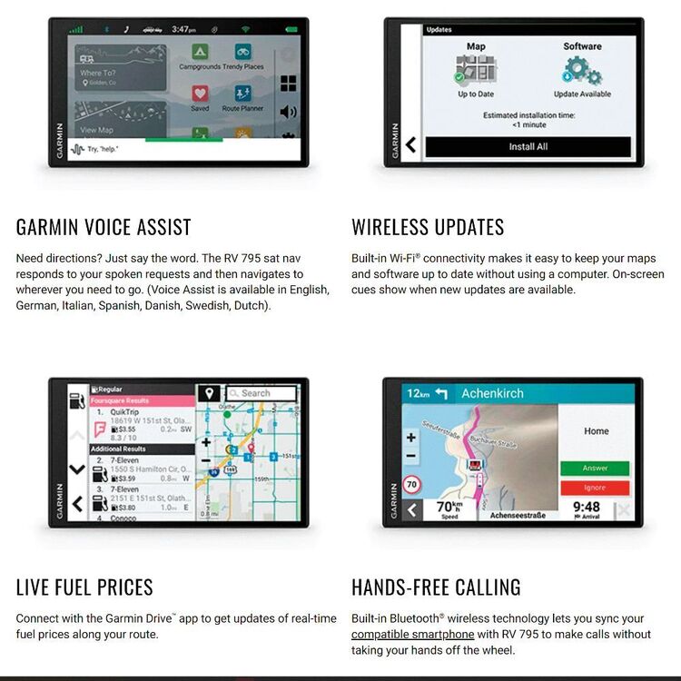 Garmin RV 795 7" RV Camper GPS Satellite Navigator Black