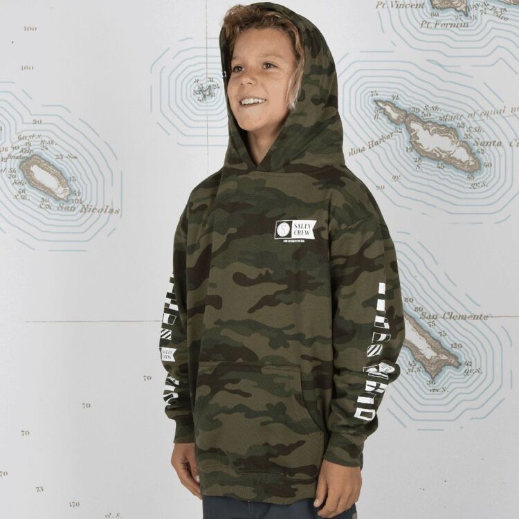 Salty Crew Alpha Flag Boys Fleece Hoodie Camo