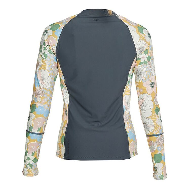 O'Neill Girls Long Sleeve Rash Vest Gunmetal Floral