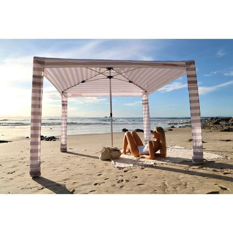 CoolCabana 5 Beige Stripe Beach Shade Stripe Medium