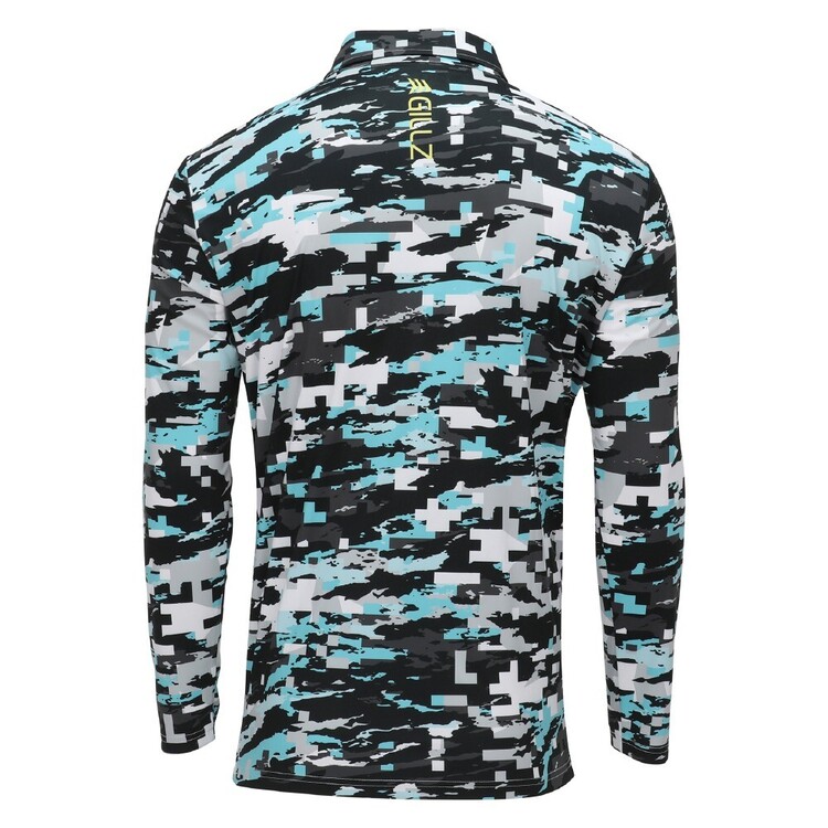 Gillz Contender Series Long Sleeve Performance Polo Fishing Shirt Aruba Blue Tek