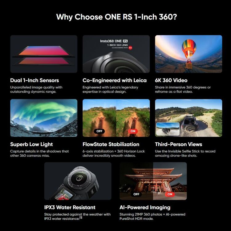 Insta360 ONE RS 1-Inch 360 Action Cam Black