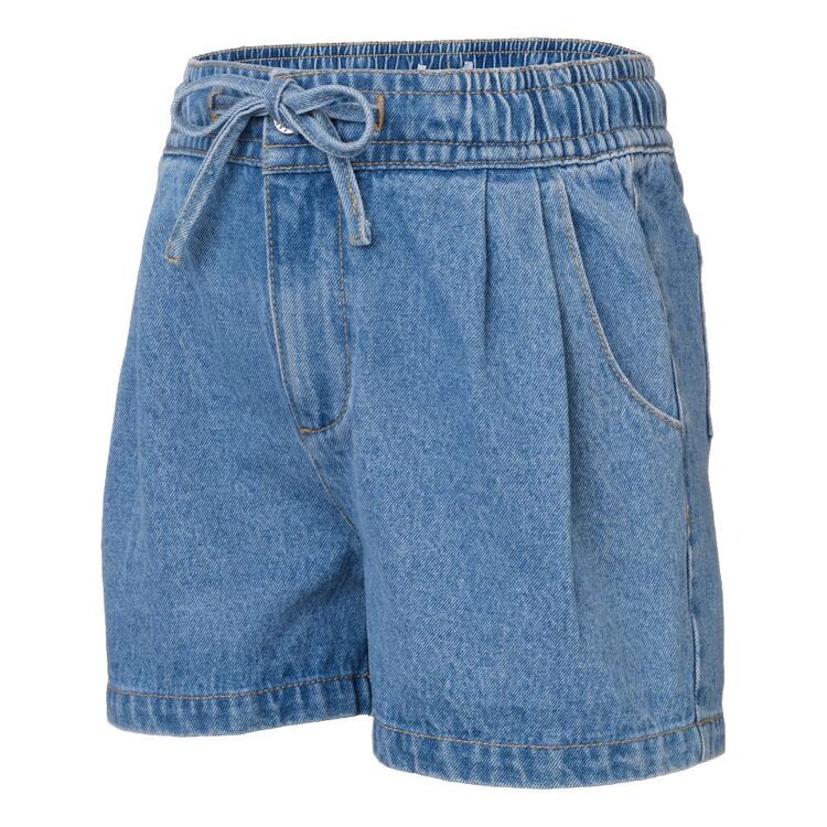 Cape Youth Girl's Paperbag Denim Shorts Denim Blue