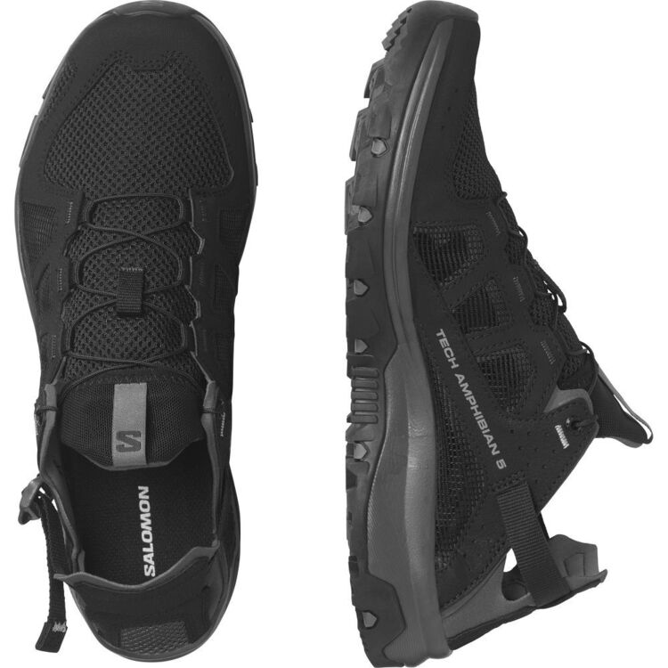 Salomon Men's Techamphibian 5 Sandal Black, Magnet & Monument
