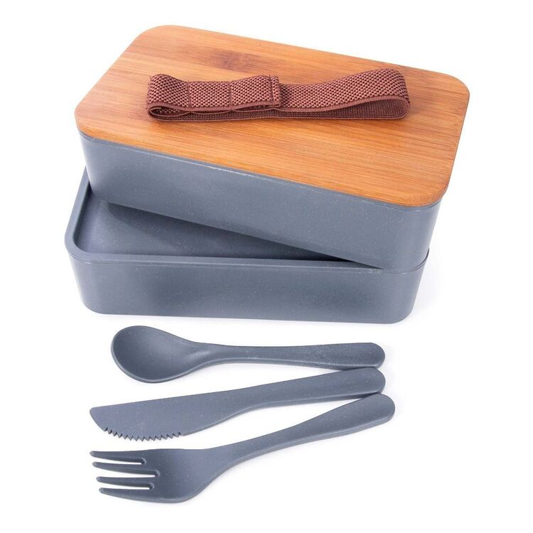 Is Gift Wheat Straw Bento Box With Cutlery Multicoloured