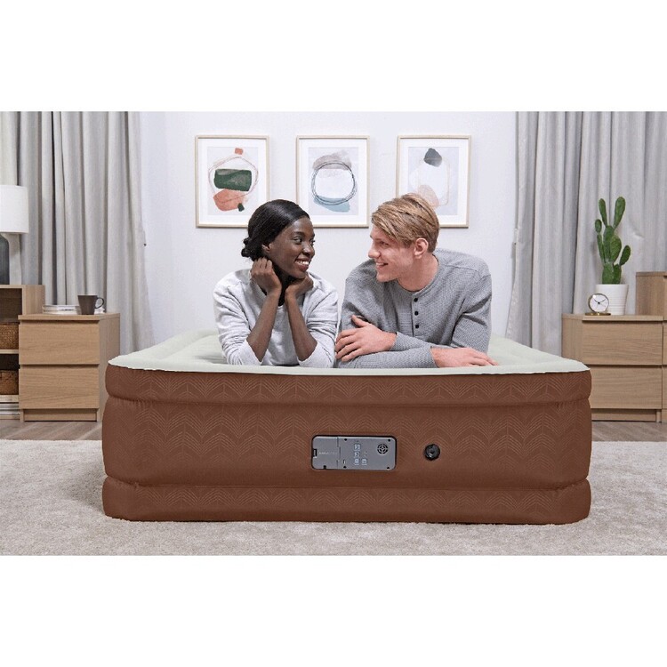 Bestway Alwayzair Fortech Double High Queen Airbed with Pump Cream Brown