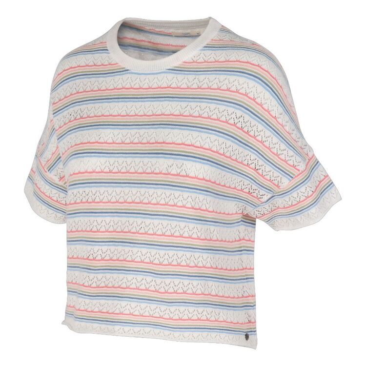 Trip In A Van Women's Knit Top Egret / Stripe