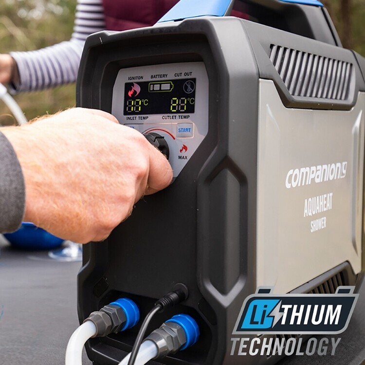 Companion Aquaheat Lithium Gas Camping Shower Grey