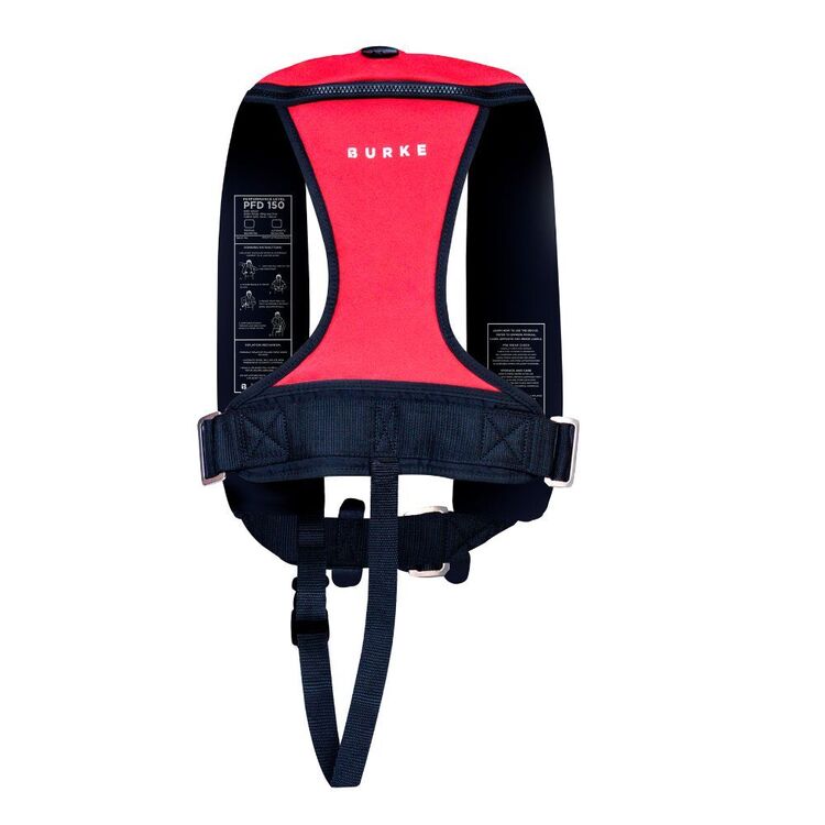 Burke Marine Adult Navigator 150N Automatic Inflatable PFD Lifejacket with Harness Red & Blue