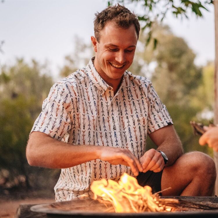 Mountain Designs Men's Tonga Short Sleeve Shirt Egret