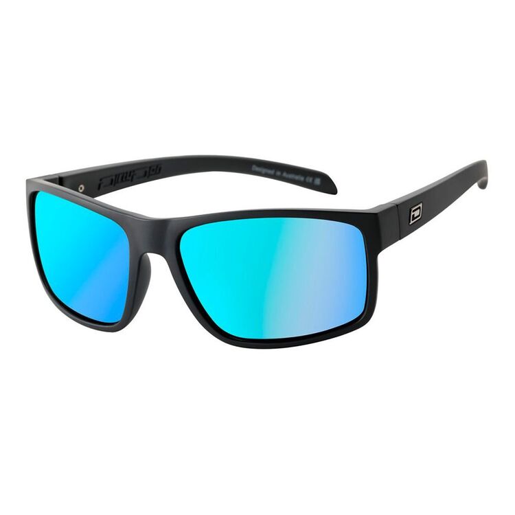 Dirty Dog Blast 53706 Sunglasses - Satin Black / Ice Blue Mirror Polarised Lenses Blue Mirror & Matte Black One Size Fits Most