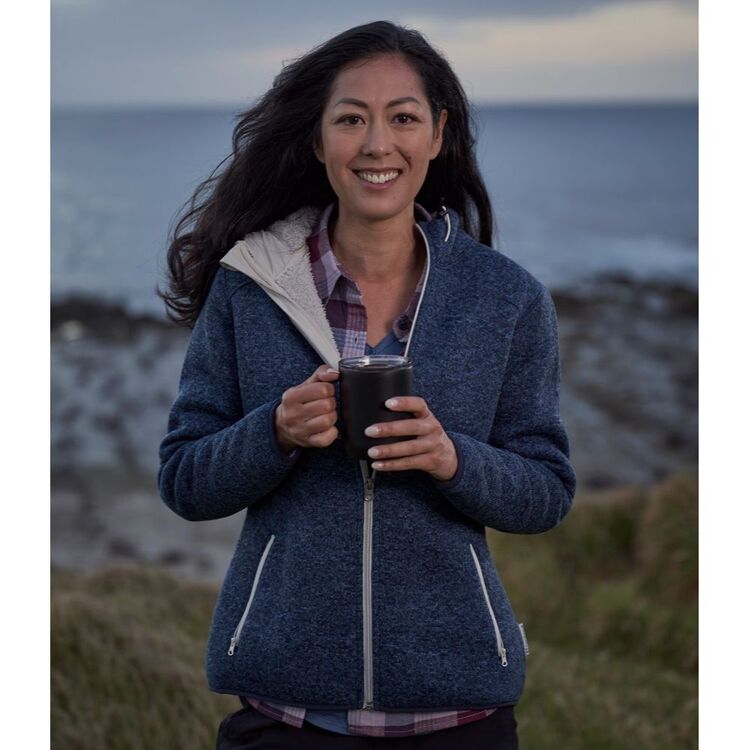 Gondwana Women's Domino Sherpa Lined Fleece Jacket Navy Marle