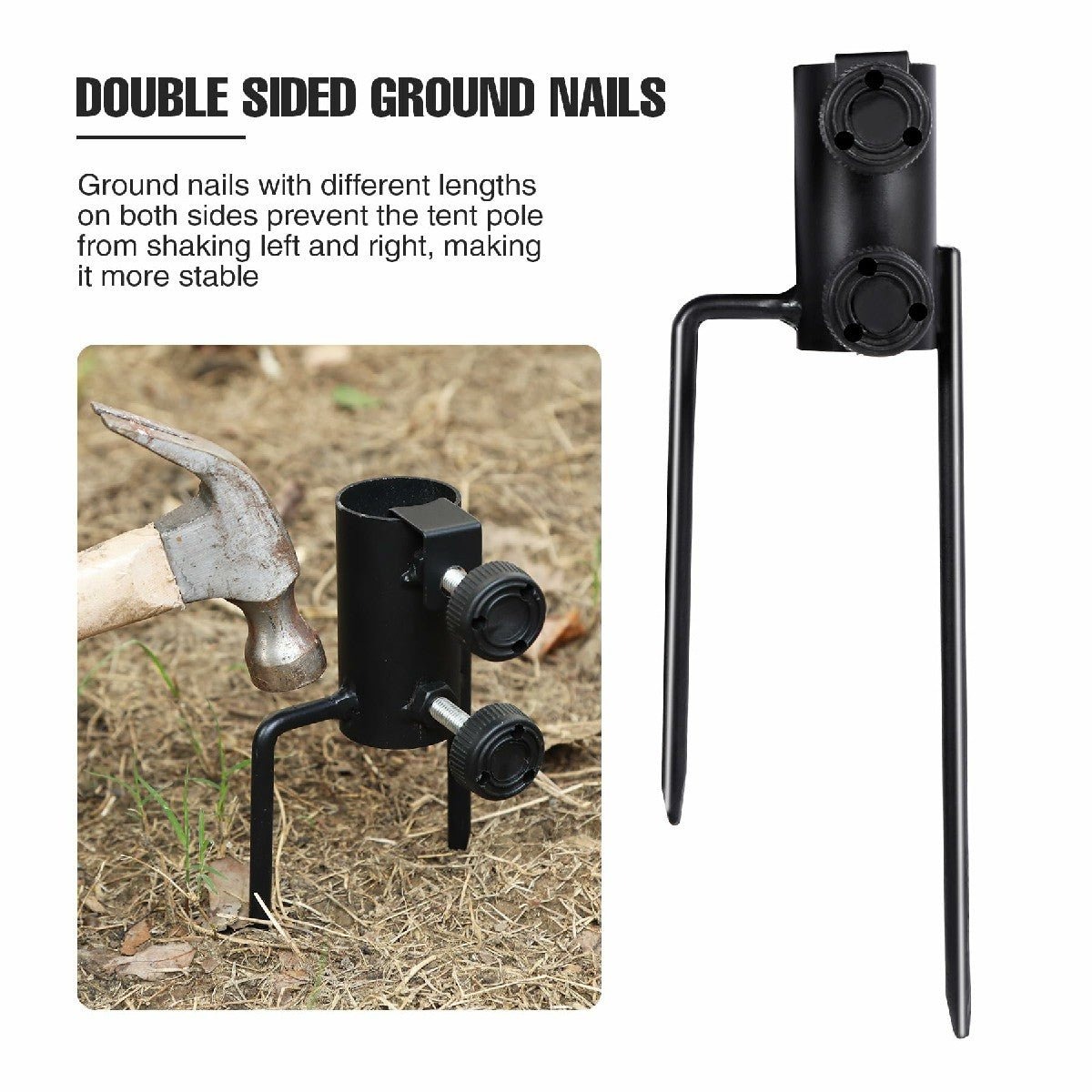 2er-Set Zeltstangenhalter mit Heringen