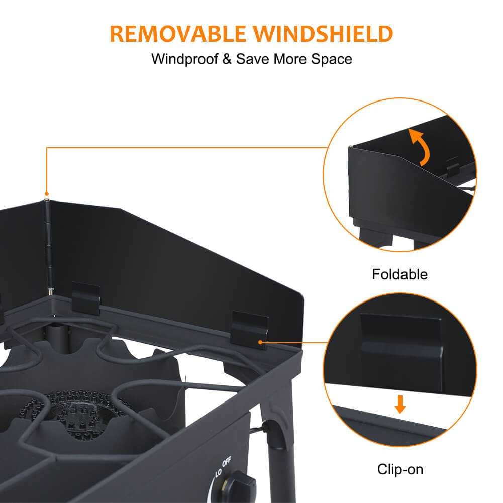 Hochleistungs-Doppelbrenner mit Propan – 260.000 BTU, Schwerlast-Ausführung