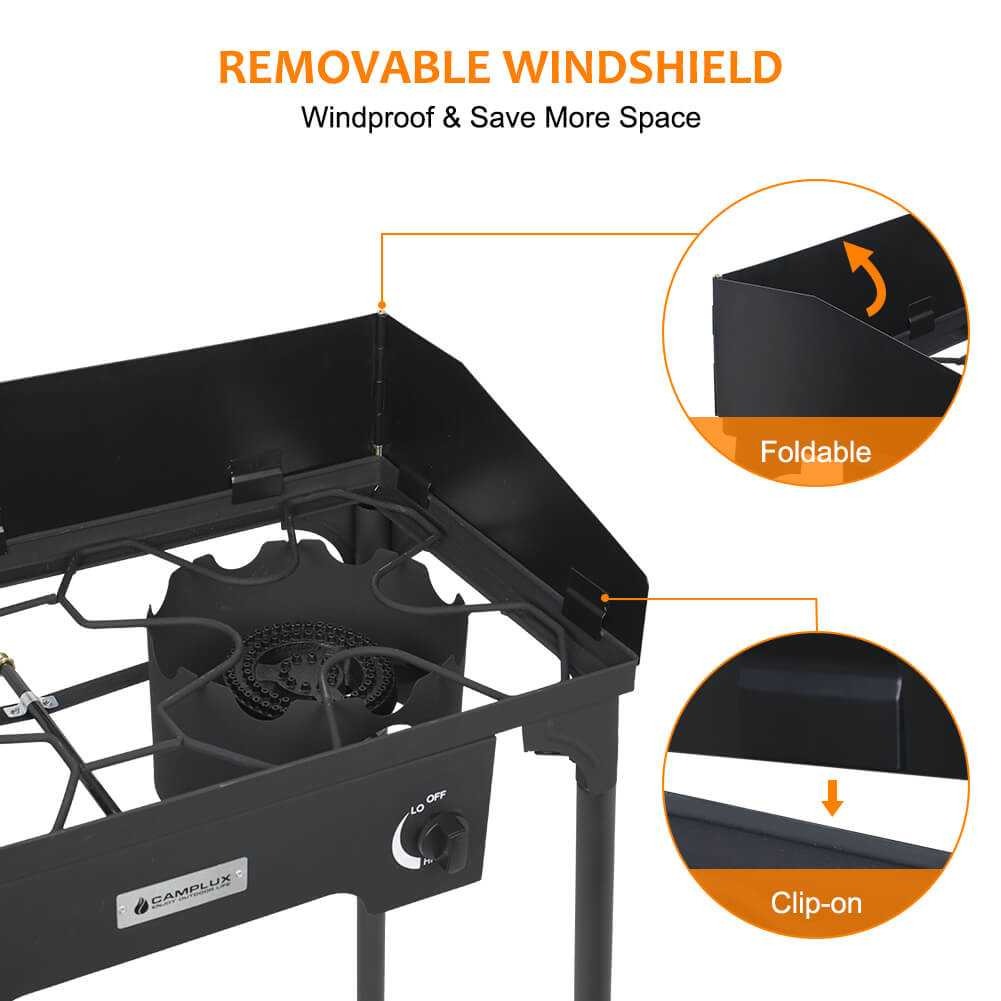 Hochleistungs-Doppelbrenner mit Propan – 260.000 BTU, Schwerlast-Ausführung