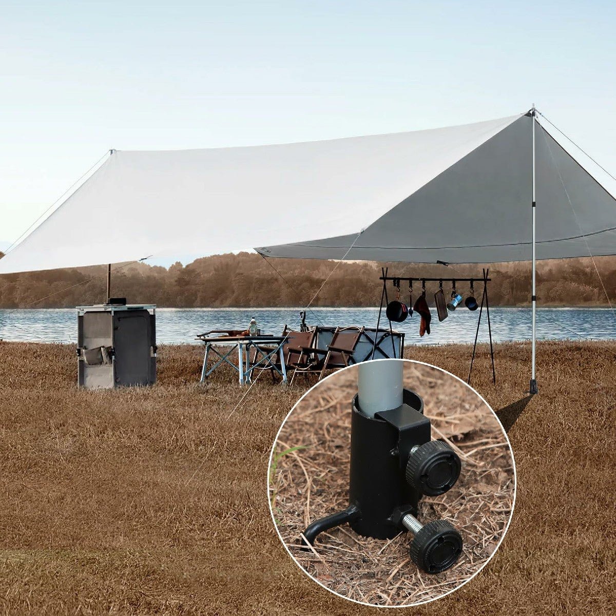 2er-Set Zeltstangenhalter mit Heringen