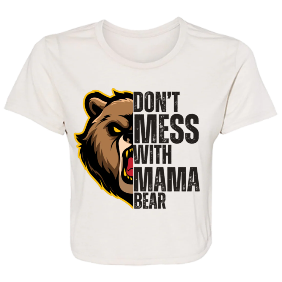 BLACK MAMA BEAR FLOWY CROPPED TEE