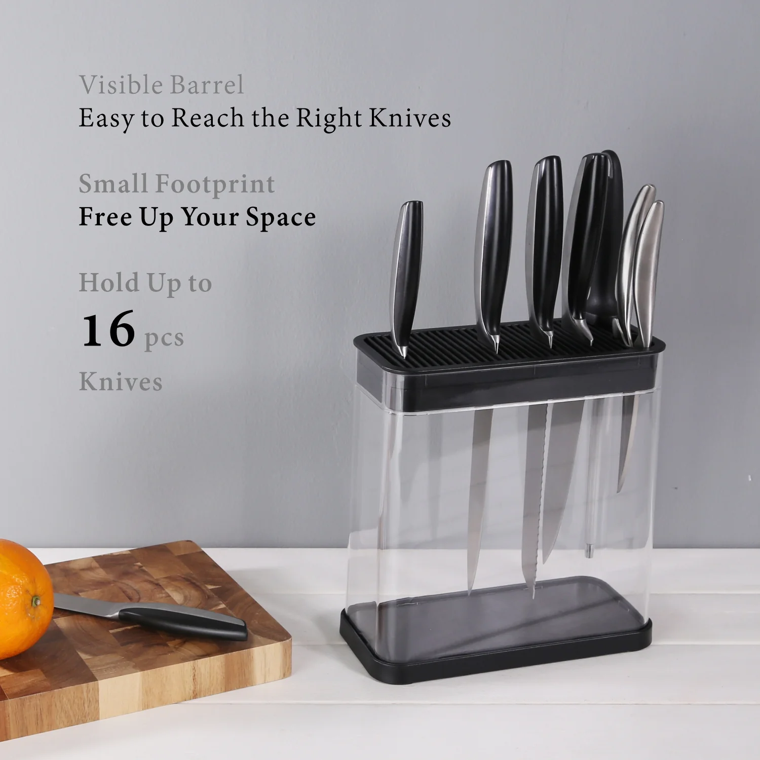 Transparent Universal Knife Block knife holder With Scissors Slot Square