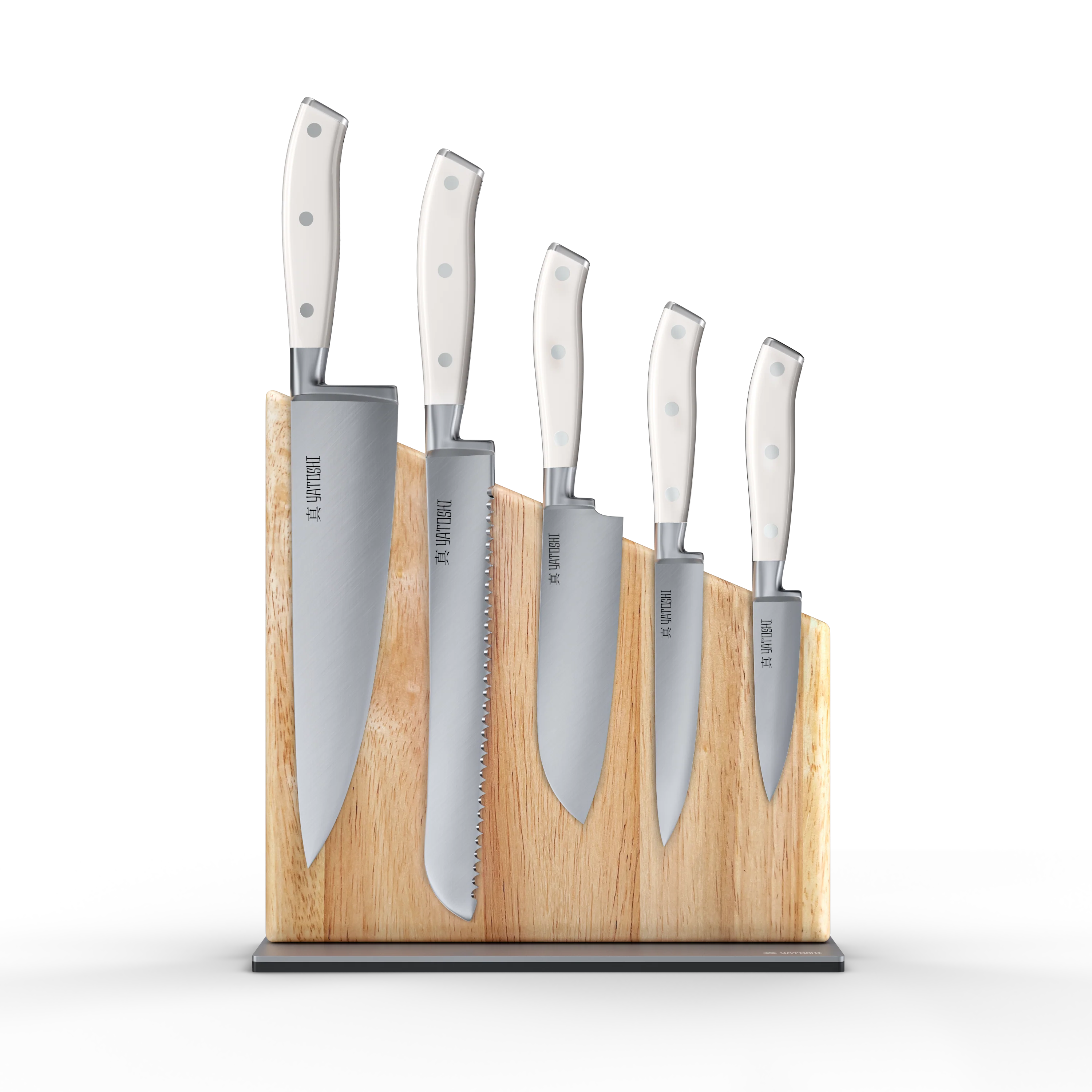 Magnetic Kitchen Knife Block Set - White