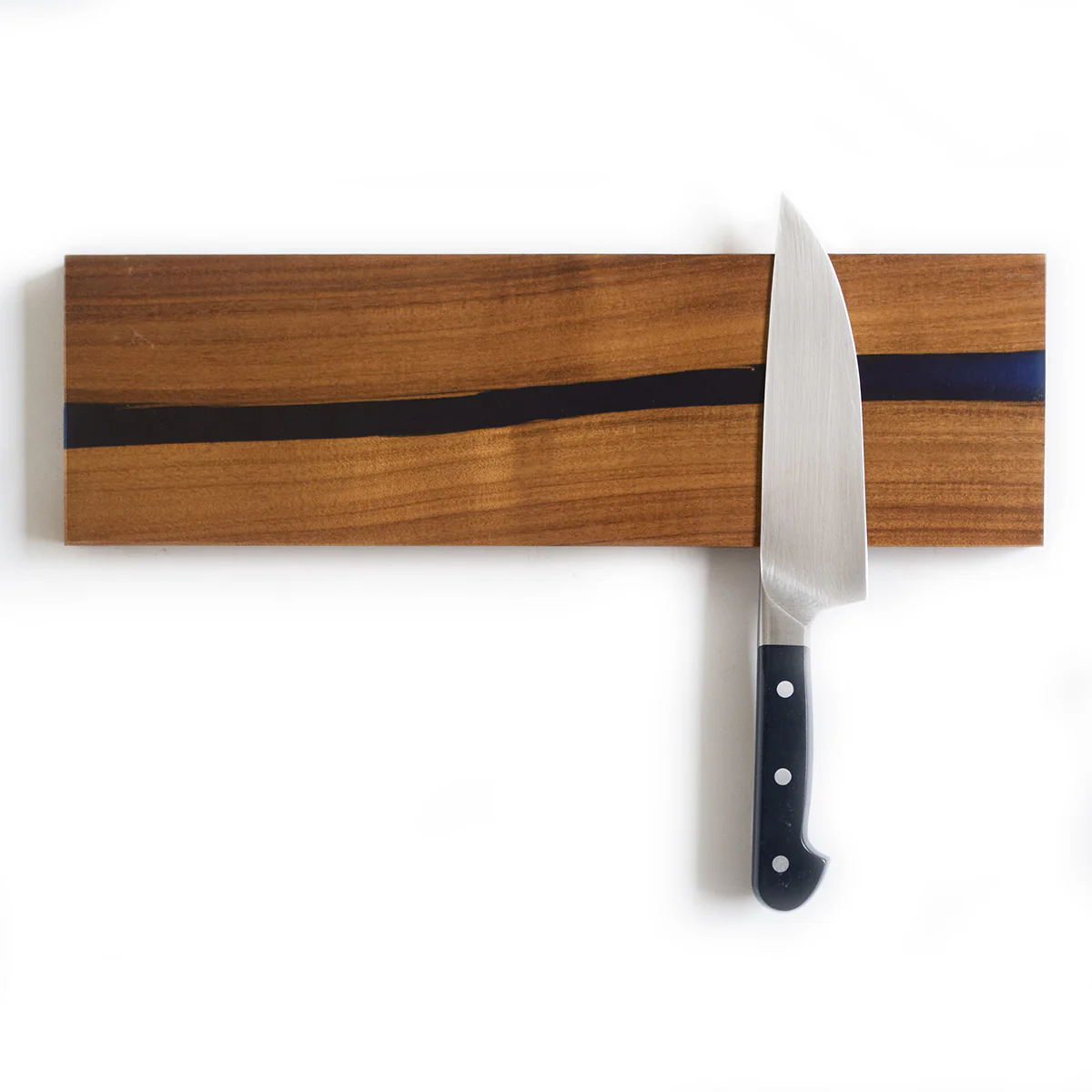 Salvaged Acacia with Midnight Blue Epoxy River Knife Holder