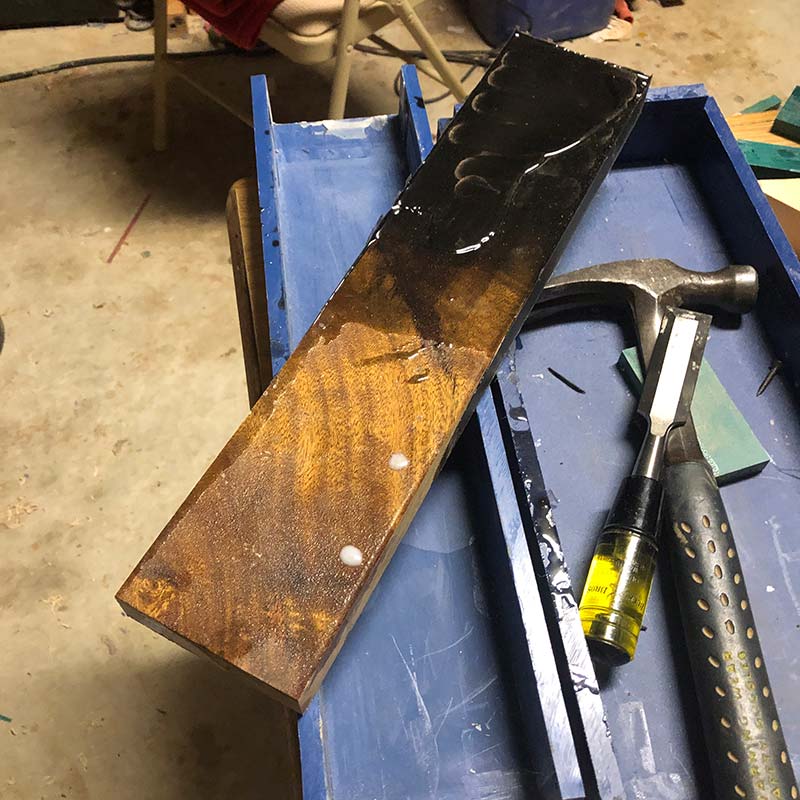 Salvaged Acacia with Black Epoxy Knife Holder
