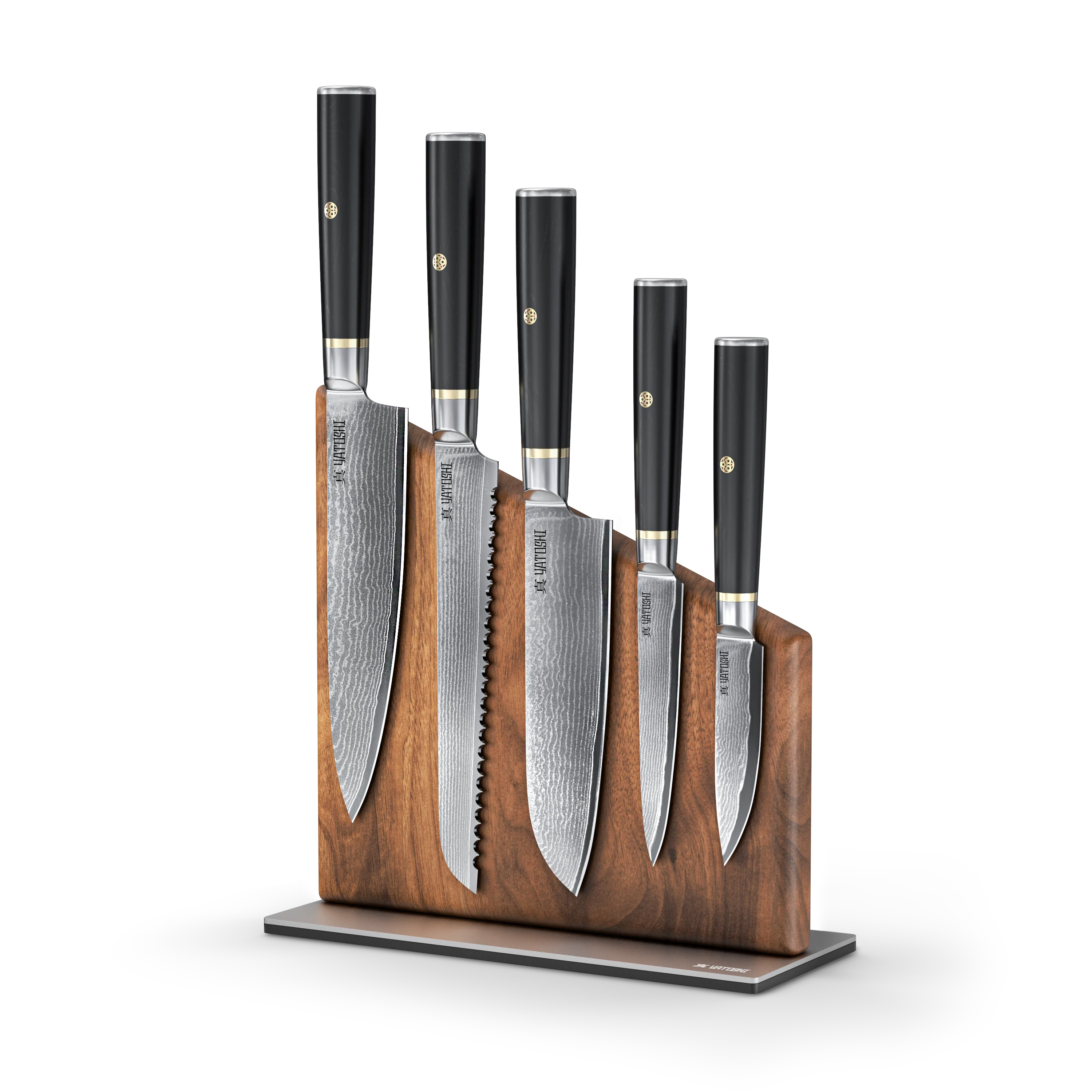 Magnetic Kitchen Knife Block Set - Damascus