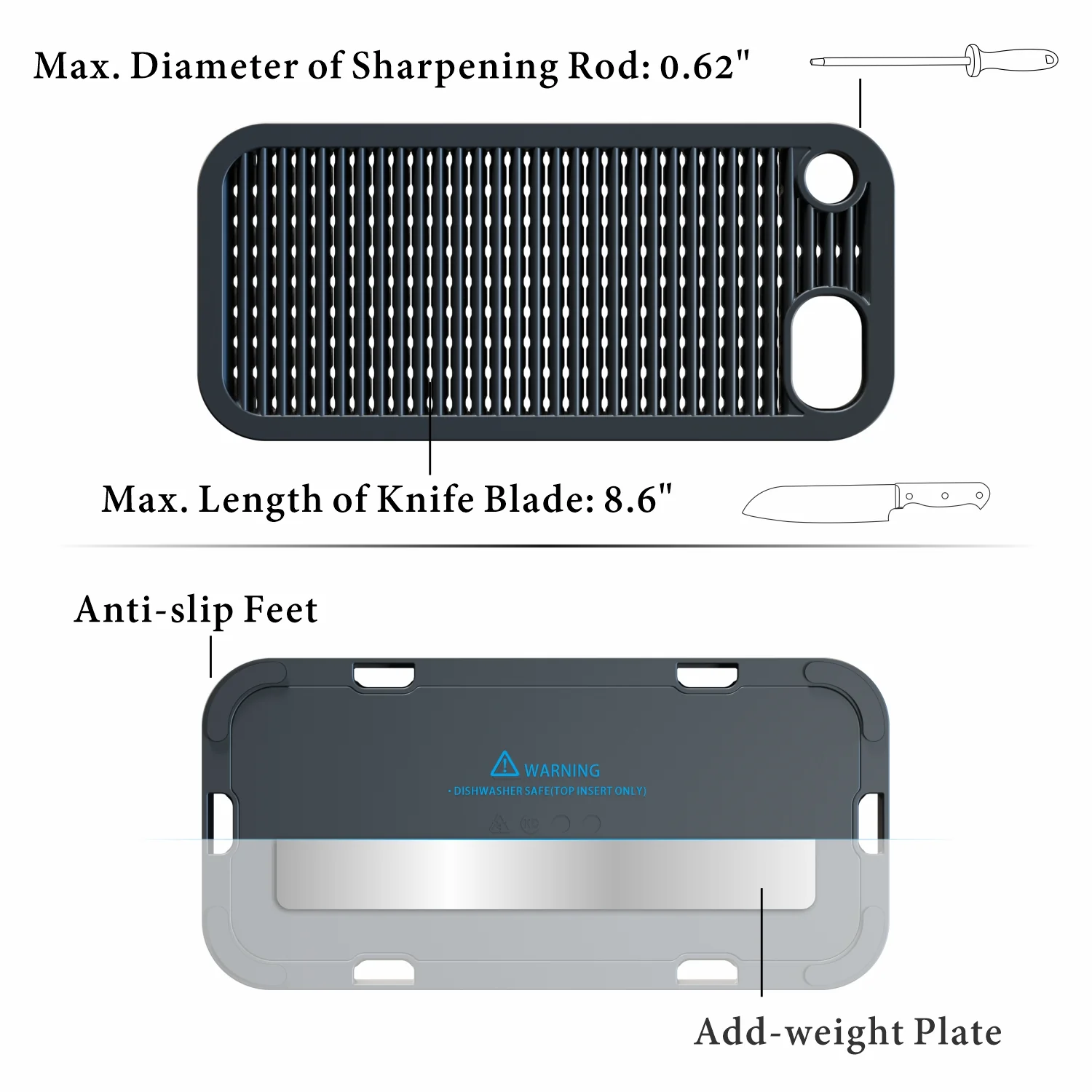 Transparent Universal Knife Block knife holder With Scissors Slot Square