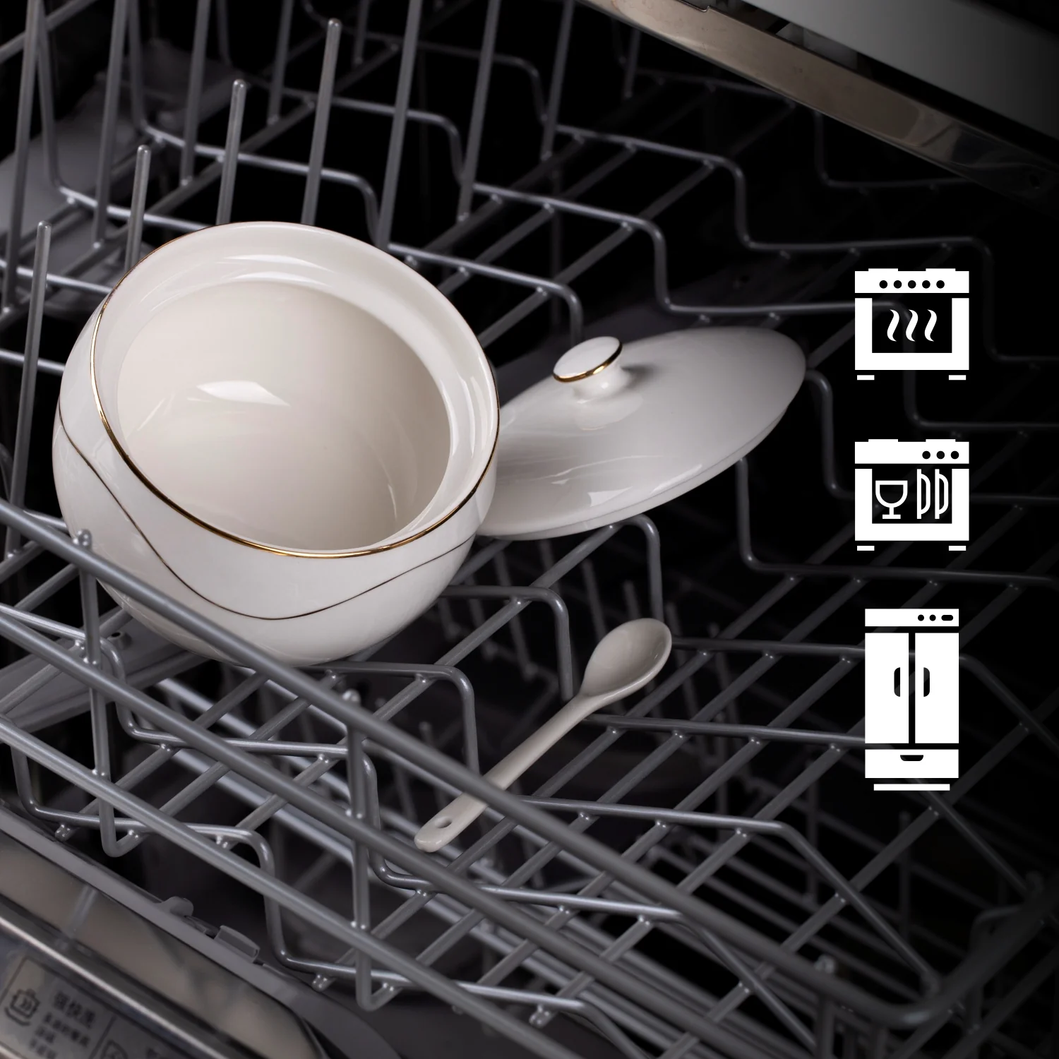 Luxury Gift For Mother Wife Girlfriend 11 oz Porcelain Sugar Bowl With Built-in Spoon Sugar Holder Sugar Containerr