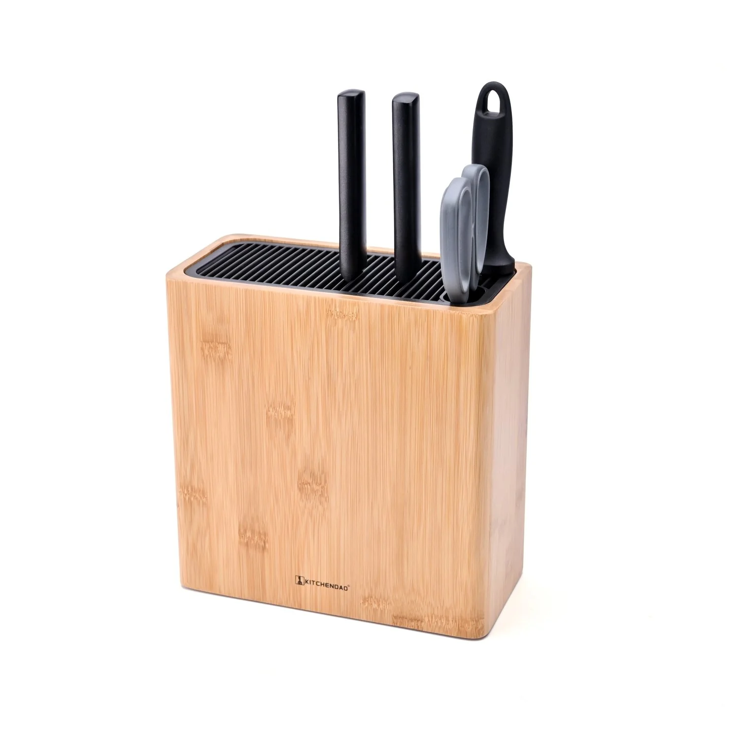 Deluxe Universal Knife Block with Slots Bamboo Knife Holder Rectangular