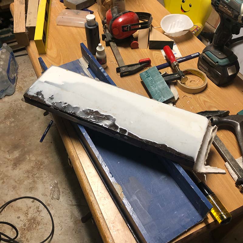 Salvaged Bishopwood and White Epoxy Knife Holder