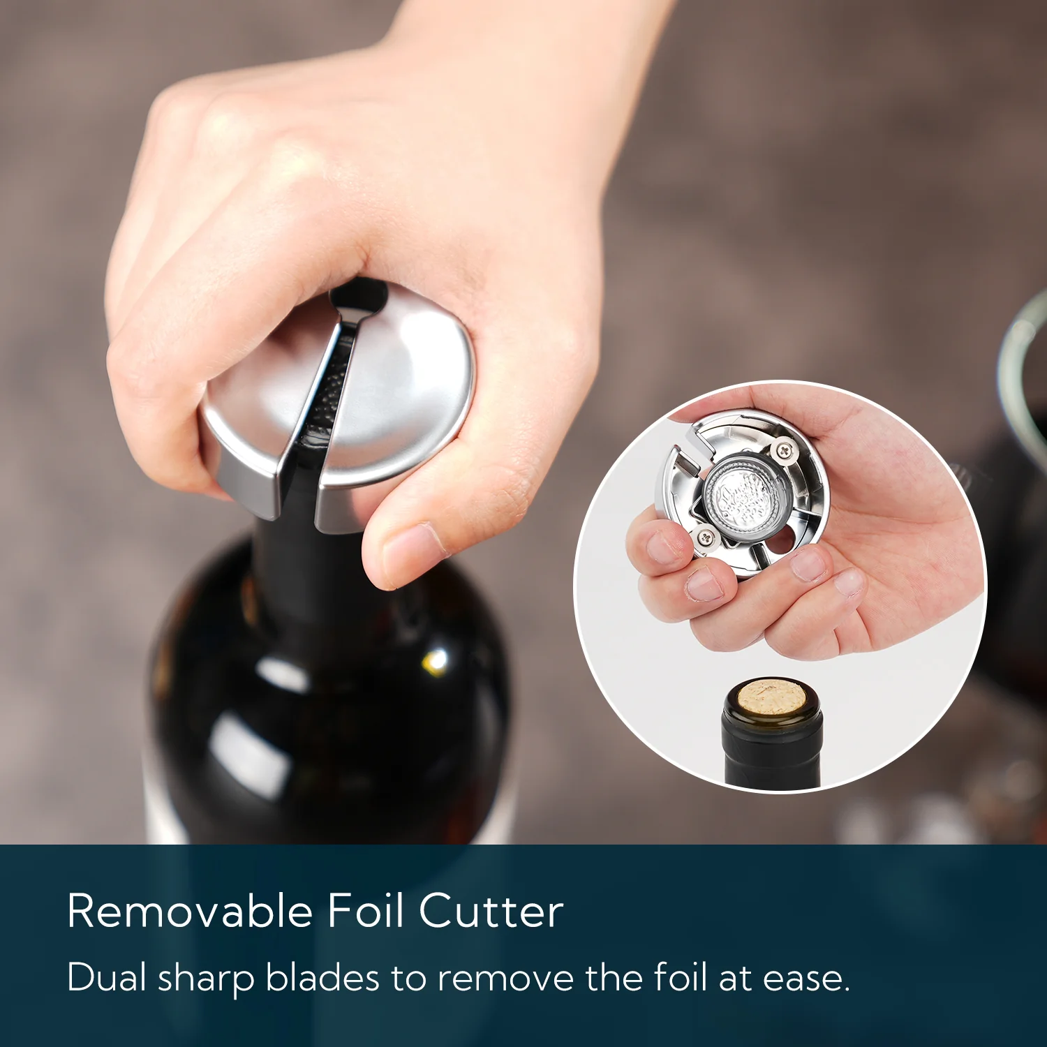 3 in 1 Wine Bottle Opener, Wing Corkscrew with Foil Cutter, Built-in Beer Bottle Opener