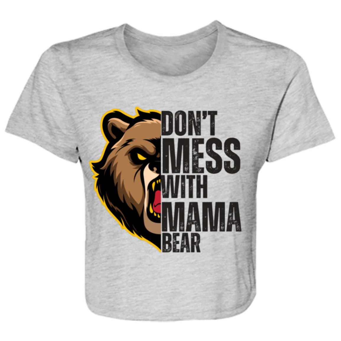 BLACK MAMA BEAR FLOWY CROPPED TEE