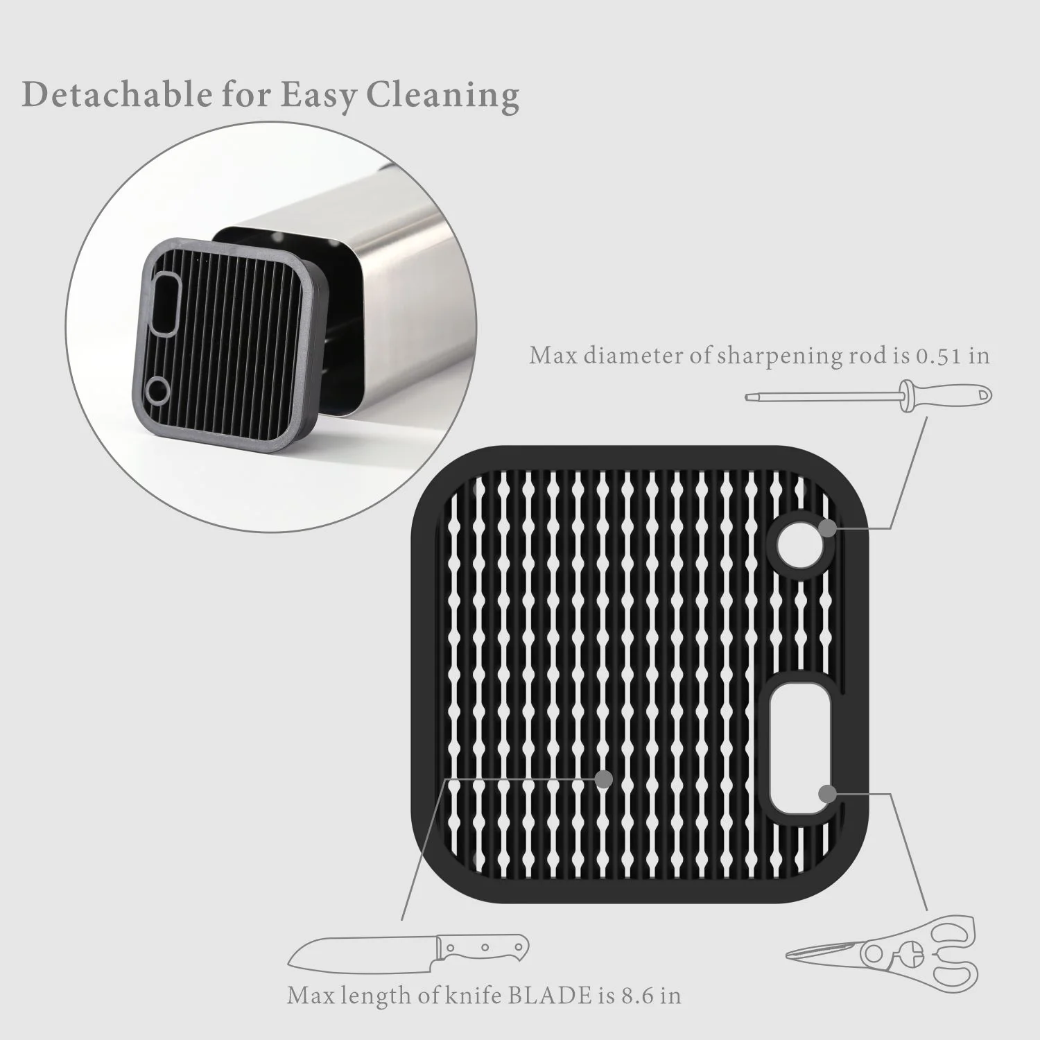 Universal Knife Block With Slots For Scissors And Sharpening Rod Basic