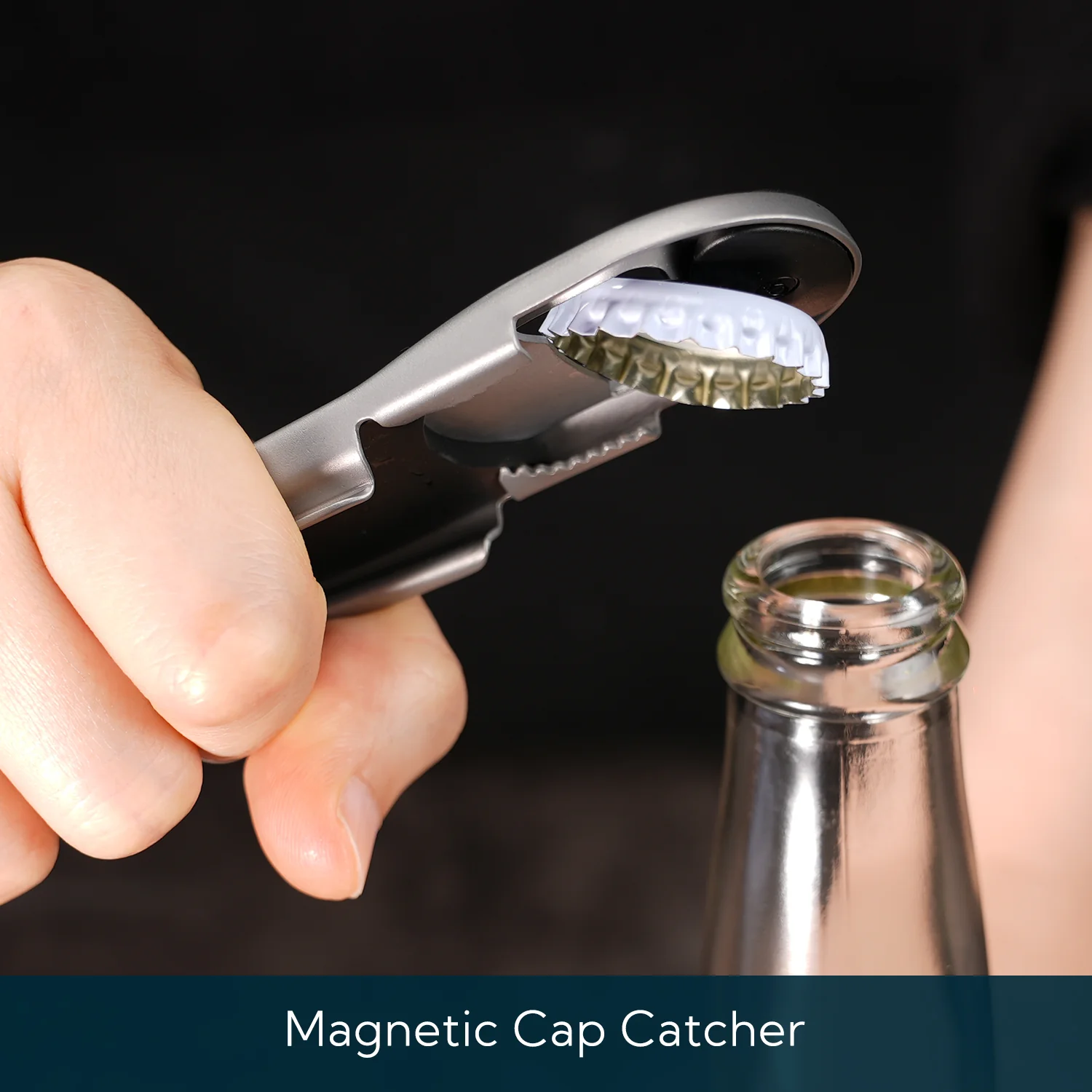 KITCHENDAO 3 in 1 Beer Bottle Opener Resealer with Magnetic Cap Catcher, Airtight with Silicone, Durable & Rust-proof with Stainless Steel, Stick to Fridge for Easy Storage with Magnet, Gift for Men