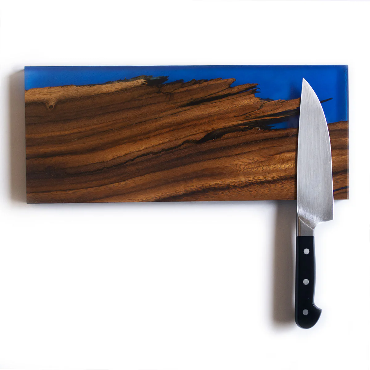Salvaged Parota with Sapphire Blue Epoxy Knife Holder