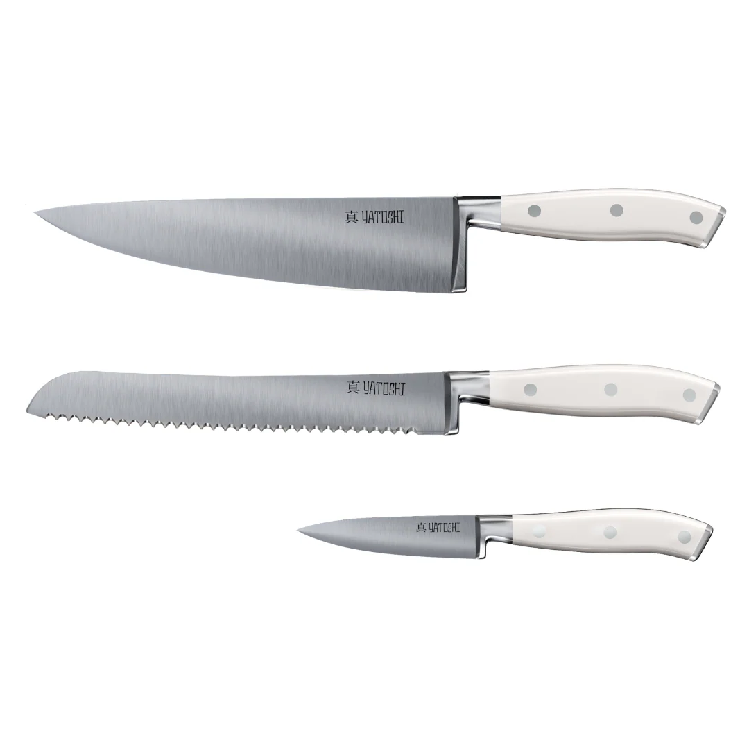 15-Piece White Kitchen Knife Block Set