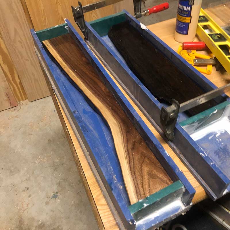 Walnut Live Edge with Deep Blue Epoxy Knife Holder