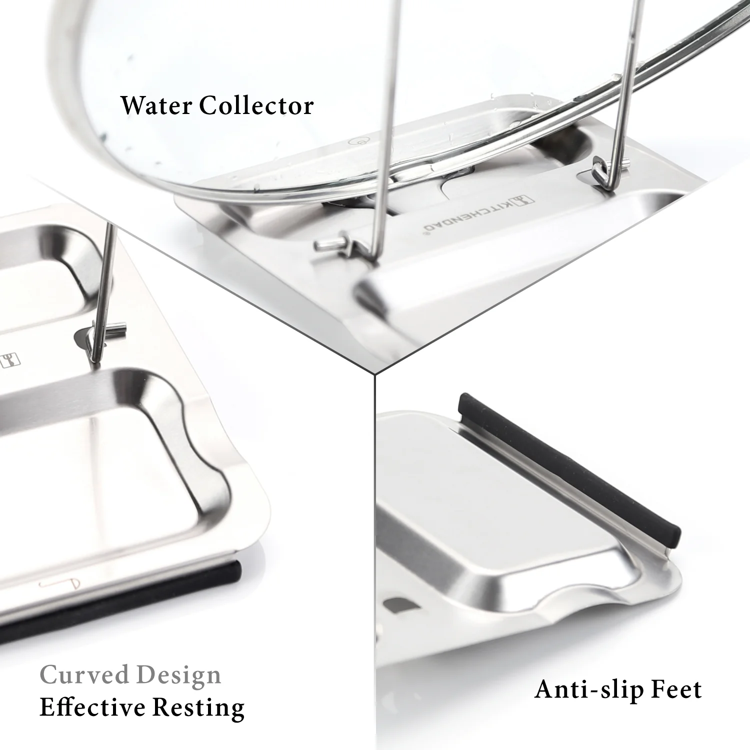 304 S/S Lid And Spoon Rest Foldable Utensils Lid Holder For Easy Storage