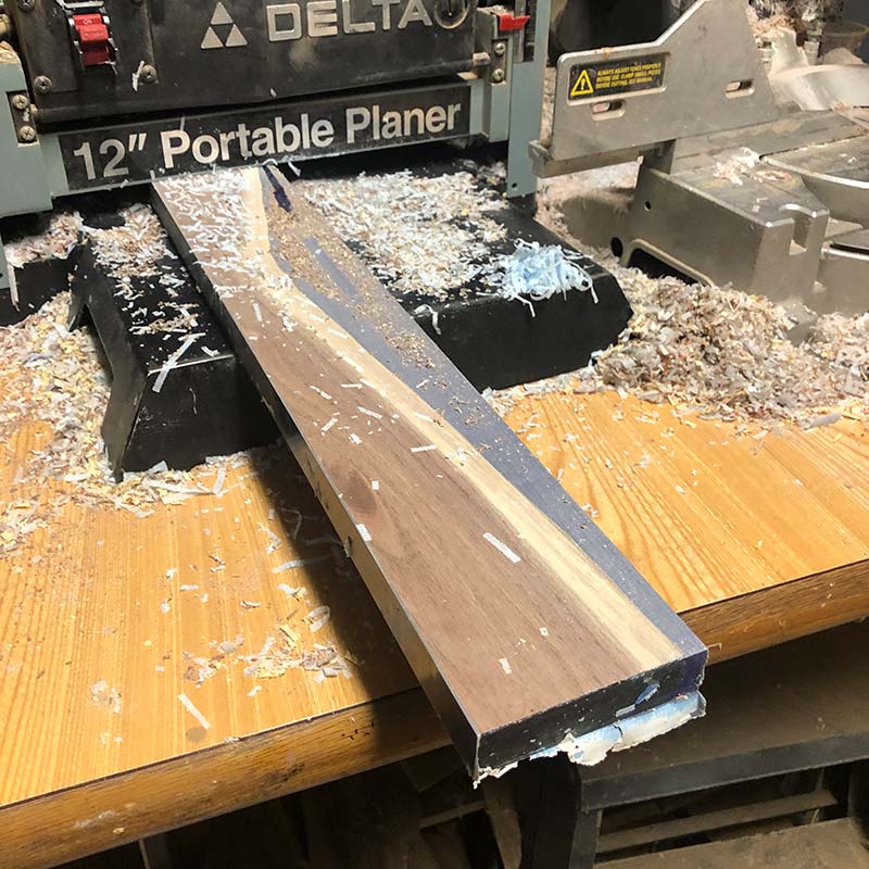 Walnut Live Edge with Deep Blue Epoxy Knife Holder