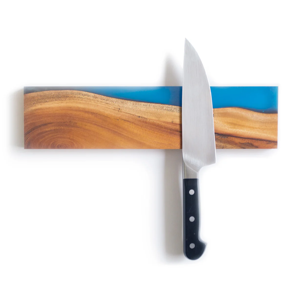 Salvaged Cuban Mahogany and Sapphire Blue Epoxy Knife Holder
