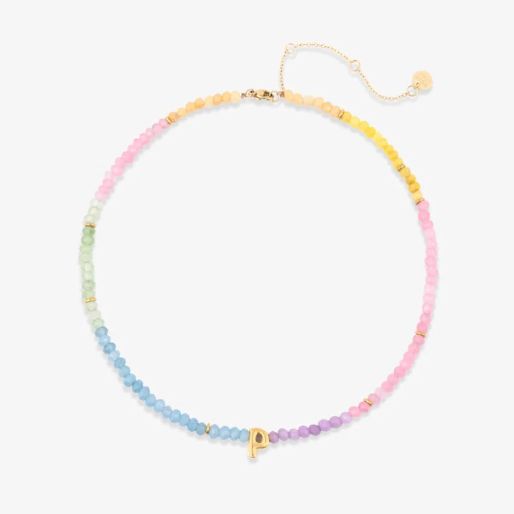 Initial Ombre Stone Bead Choker