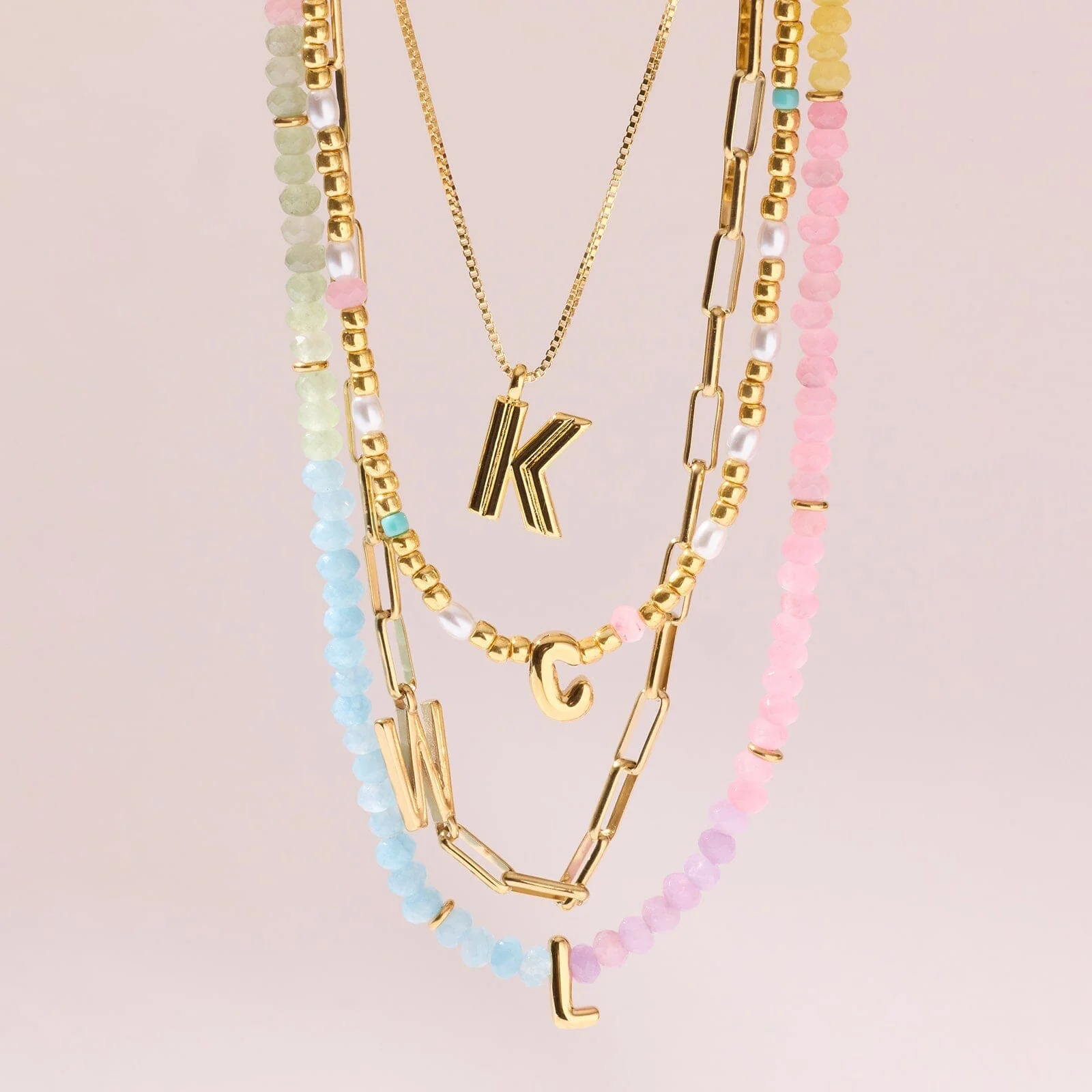 Initial Ombre Stone Bead Choker