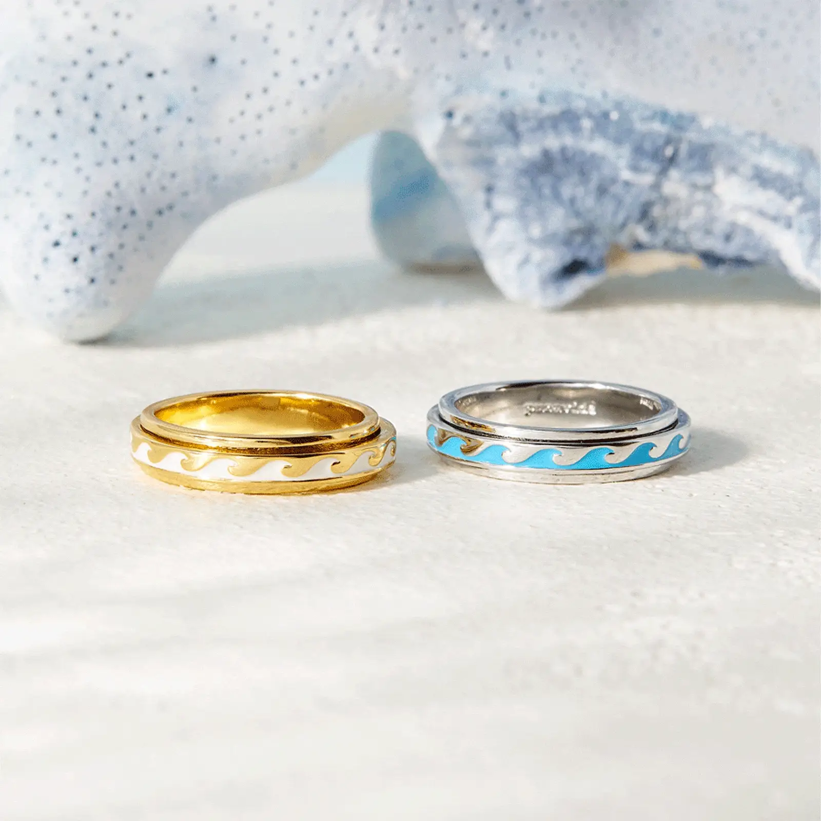 Enamel Wave Fidget Ring