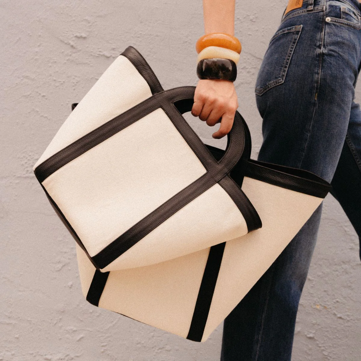 Mini Atuel Tote Bag in Canvas and Leather