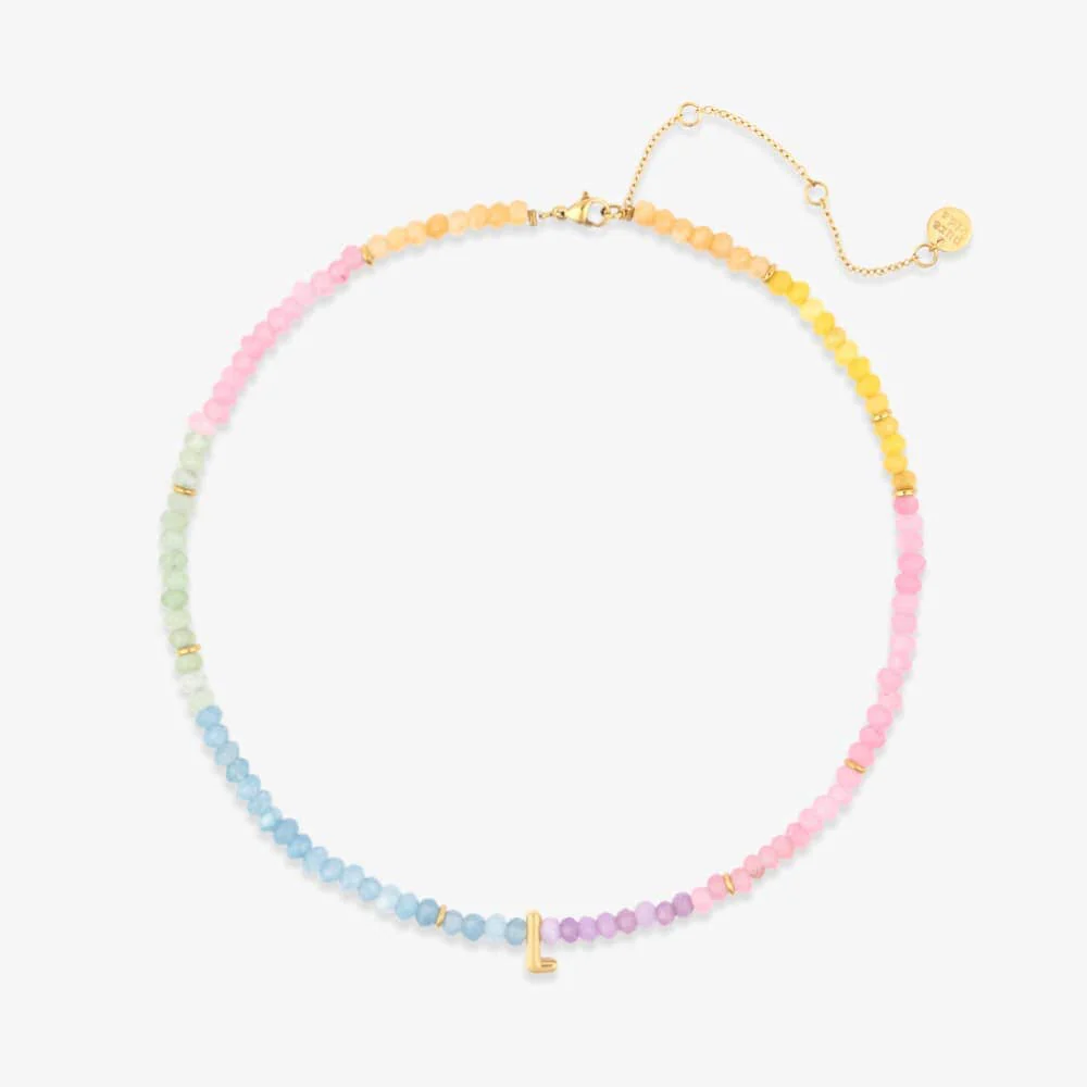Initial Ombre Stone Bead Choker