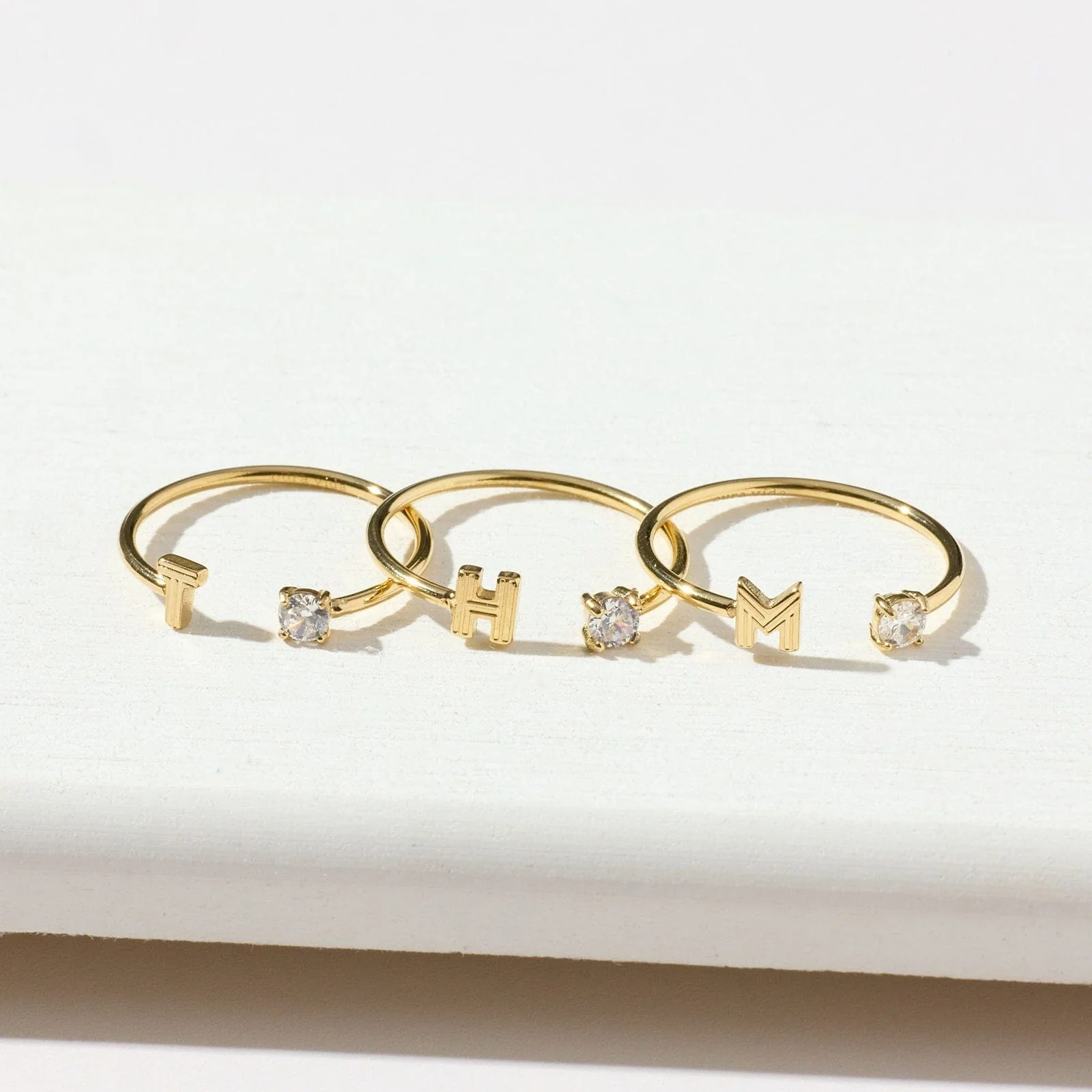 Initial Stone Open Ring